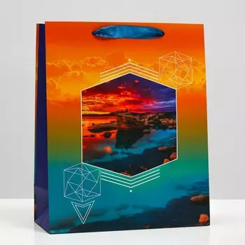 Пакет подарочный "Закат прибоя", 26 х 32 х 12 см