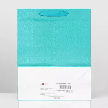 Пакет подарочный, зелёный, 26 х 32 х 12 см