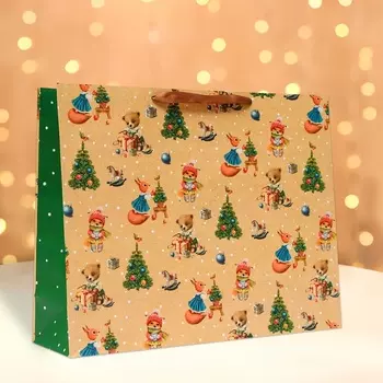 Пакет подарочный «Зверята», 504015 см