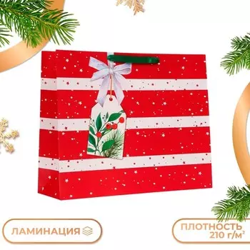 Пакет подарочный новогодний ламинированный «Звёздочки», 504015 см