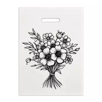 Пакет полиэтиленовый "Букет" бело-черный 30х40 см 50 мкм