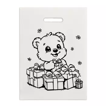 Пакет полиэтиленовый "Мишка" бело-черный 30х40 см 50 мкм