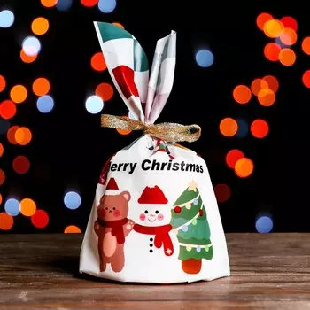 Пакет полиэтиленовый подарочный новогодний, с ушками Merry Christmas, 1321.5 см