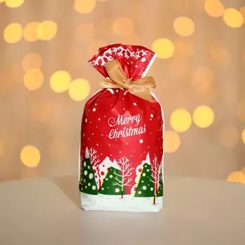 Пакет полиэтиленовый подарочный, с завязками «Ёлка», 1523 см