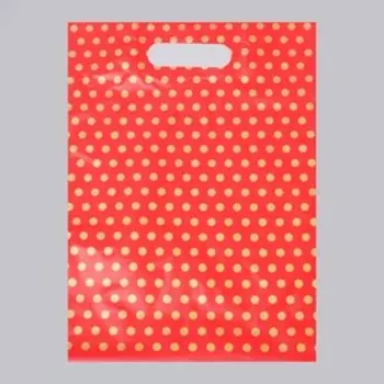 Пакет полиэтиленовый, с вырубной ручкой, «Горох», бордовый, 50 мкм, 33 х 45 см