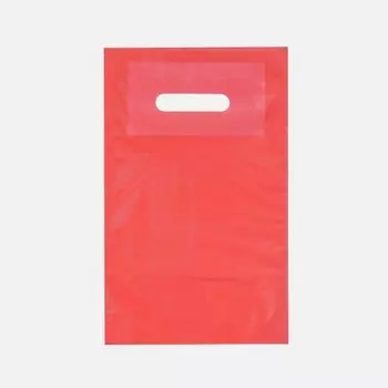 Пакет полиэтиленовый с вырубной ручкой, Красный 20-30 См, 30 мкм