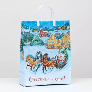 Пакет подарочный новогодний «Пора чудес», мягкий пластик, 3038 см