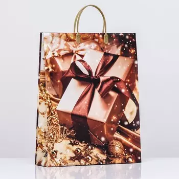 Пакет новогодний «Посылка», мягкий пластик, 4232 см