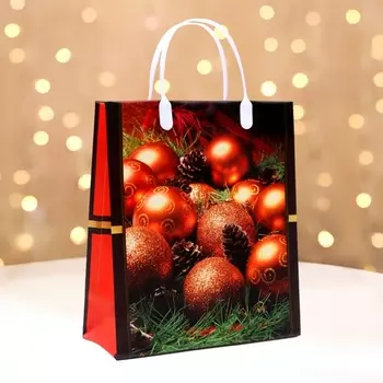 Пакет новогодний «Праздничная композиция», мягкий пластик, 2623 см