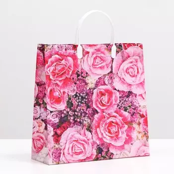 Пакет "Розовые цветы", мягкий пластик, 30 x 30 см, 100 мкм
