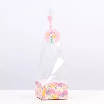 Пакет с жестким дном "Букет цветов", 9 х 9 х 32 см