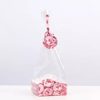 Пакет с жестким дном "Пионы", 9 х 9 х 32 см