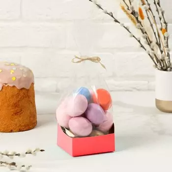 Пакет с жёстким дном, алый, 10 х 10 х 32 см