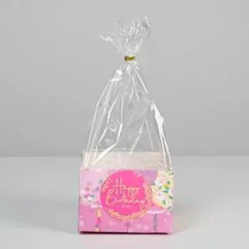 Пакет с жёстким дном Happy Birthday, 12 × 12 × 8 см