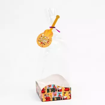 Пакет с жёстким дном "Pop-art Новогодний курорт", 10 х 10 х 32 см