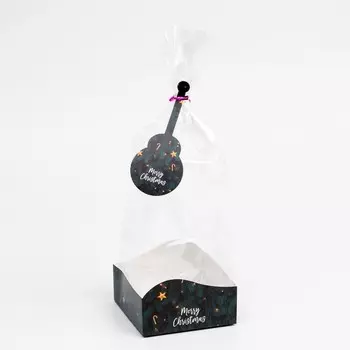 Пакет с жёстким дном "Счастиливого Рождества", 10 х 10 х 32 см