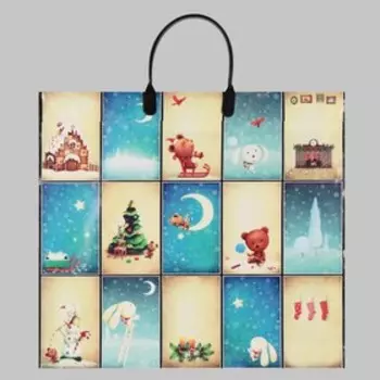 Пакет "Сон в Рождество", полиэтиленовый с пластиковой ручкой, 38х34 см, 90 мкм