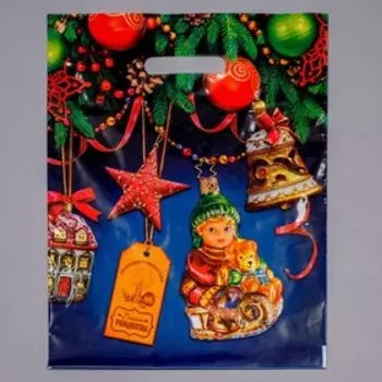 Пакет подарочный новогодний «В гостях у елочки», полиэтиленовый с вырубной ручкой, 3140 см