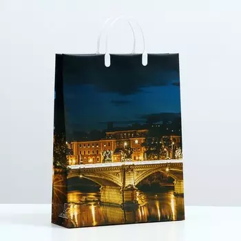 Пакет "Вечерний город", мягкий пластик, 40 x 32 см, 120 мкм