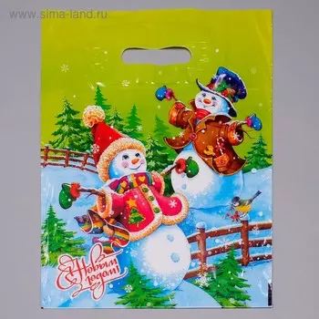 Пакет новогодний подарочный «Веселье», полиэтиленовый с вырубной ручкой, 4030 см