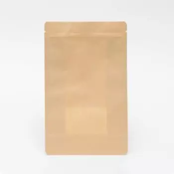 Пакет Zip - lock Крафт с плоским дном, прямоугольное окно, 1626 см