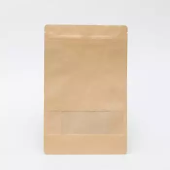 Пакет Zip - lock Крафт с плоским дном, прямоугольное окно, 2030 см