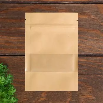 Пакет Zip - lock Крафт с прямоугольным окном, плоский, 914 см