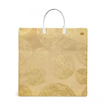 Пакет "Золотистые круги", полиэтиленовый с пластиковой ручкой, 34 х 34 см, 100 мкм