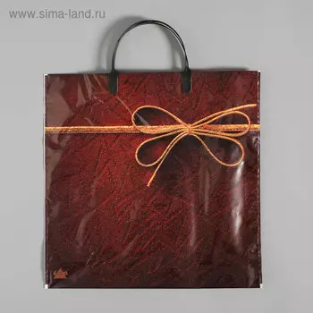 Пакет «Золотой бантик», полиэтиленовый с пластиковой ручкой, 100 мкм 3636 см