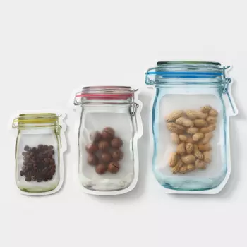 Набор пакетов для хранения сыпучих продуктов Komfi «Баночки», застёжка zip-lock, 3 шт., 150 мл, 500 мл, 900 мл