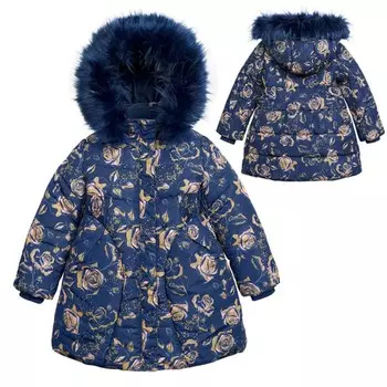 Пальто для девочек, рост 98 см, цвет темно-синий