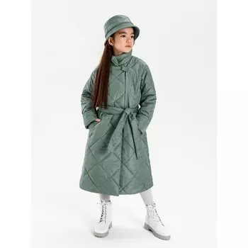 Пальто стёганое для девочек AmaroBaby TRENDY, рост 134-140 см, цвет фисташковый
