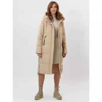 Пальто утеплённое, цвет бежевый, размер 46