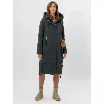 Пальто утеплённое, цвет тёмно-зелёный, размер 46