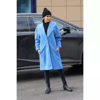 Пальто женское, размер 44, цвет голубой