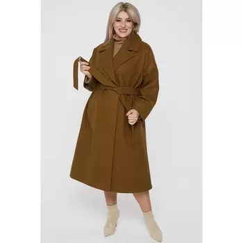 Пальто женское, размер 56, цвет горчичный