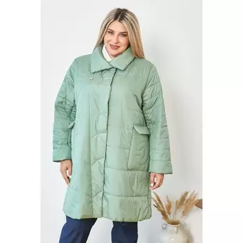 Пальто женское, размер 60, цвет зелёный