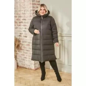 Пальто женское, размер 62, цвет чёрный