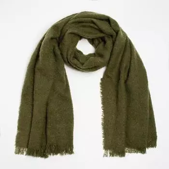 Палантин текстильный, цвет зеленый, размер 69х190