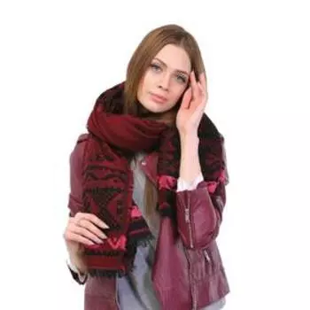 Палантин женский, размер 70х180, цвет красно-чёрный