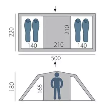 Палатка Arten Gemini, двухслойная, 4-местная, цвет синий