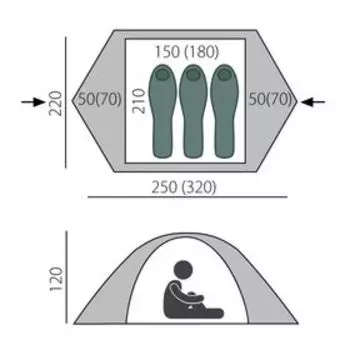 Палатка, серия Trekking Travel 3, зелёная, 3-местная