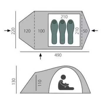 Палатка, серия Trekking Voyager, зелёная, 3-местная
