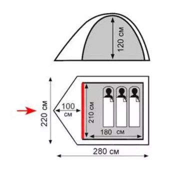 Палатка Totem Tepee 3 (V2), цвет зелёный