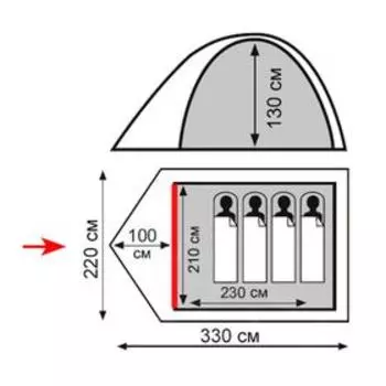 Палатка Totem Tepee 4 (V2), цвет зелёный