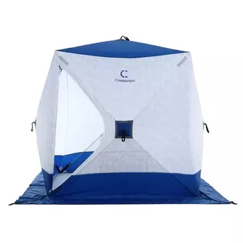 Палатка зимняя куб СЛЕДОПЫТ 1.8 х 1.8 м, ткань Oxford, цвет сине-белый с принтом