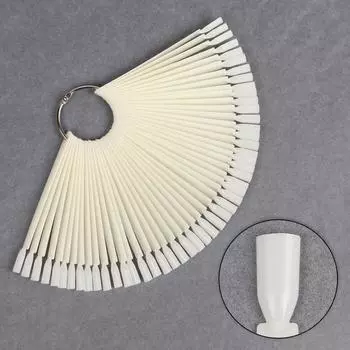 Палитра для лаков на кольце, 50 ногтей, форма мягкий квадрат, цвет слоновая кость