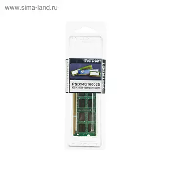 Память DDR3 4Gb 1600MHz Patriot PSD34G16002S RTL PC3-12800 CL11 SO-DIMM 204-pin 1.5В