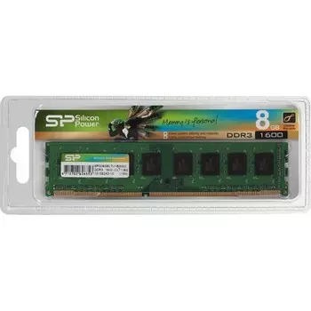 Память DDR3 8GB 1600MHz Silicon Power SP008GBLTU160N02 RTL PC3-12800 CL11 DIMM 240-pin 1.5В 100449