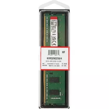 Память DDR4 4GB 3200MHz Kingston KVR32N22S6/4 VALUERAM RTL PC4-25600 CL22 DIMM 288-pin 1.2В 102936